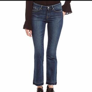 Cropped Flare Raw Hem Jeans